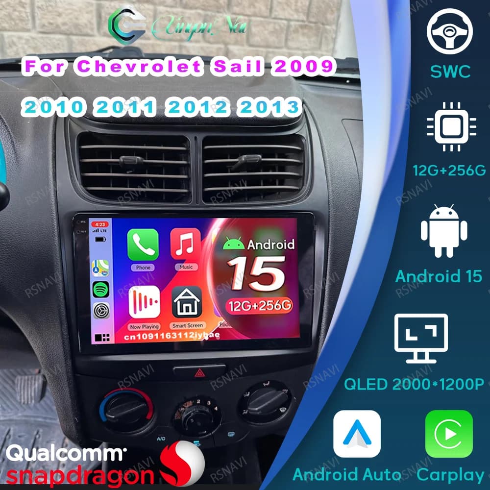Android 15 Autoradio For Chevrolet Sail 2009- 2013 Organizer Dashcam WIFI + 4G LTE Stereo Phone Support Deodorants for Auto Jdm