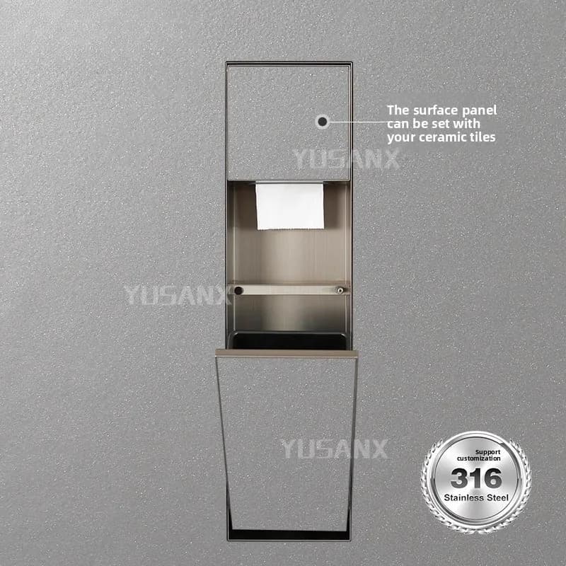 Toilet hidden stainless steel trash can niche tissue box toilet brush rack can be customized
