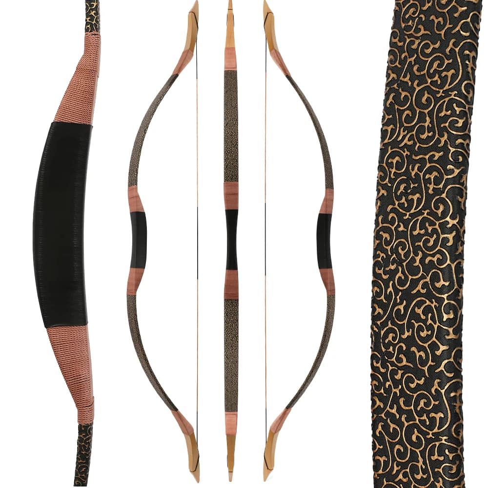 100 lbs Powerful Traditional Bow 57 inch Archery Longbow Epoxy Resin Limbs Adult Hunting Target Outdoor Shooting Left Right Hand