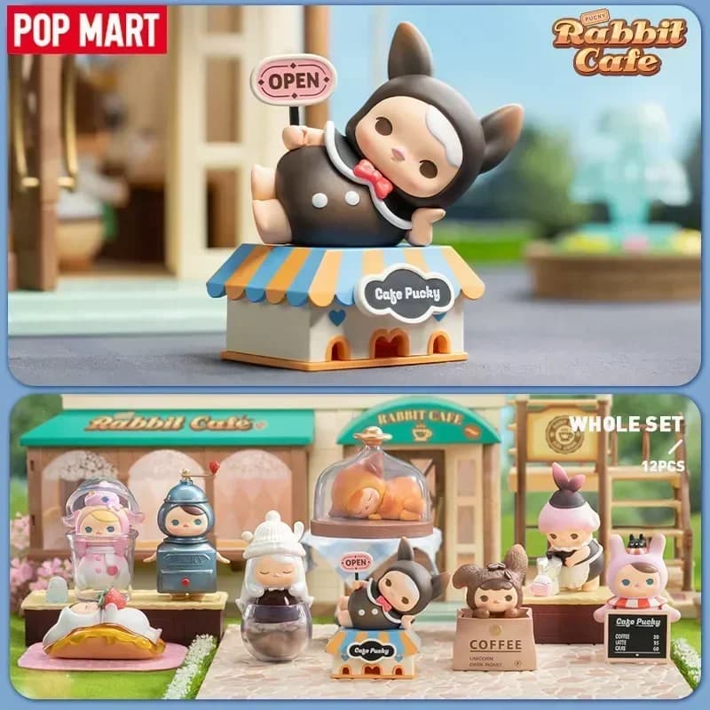 POP MART PUCKY Rabbit Cafe Series Blind Box Toys Kawaii Anime Action Figure Caixa Caja Surprise Mystery Box Dolls Girls Gift