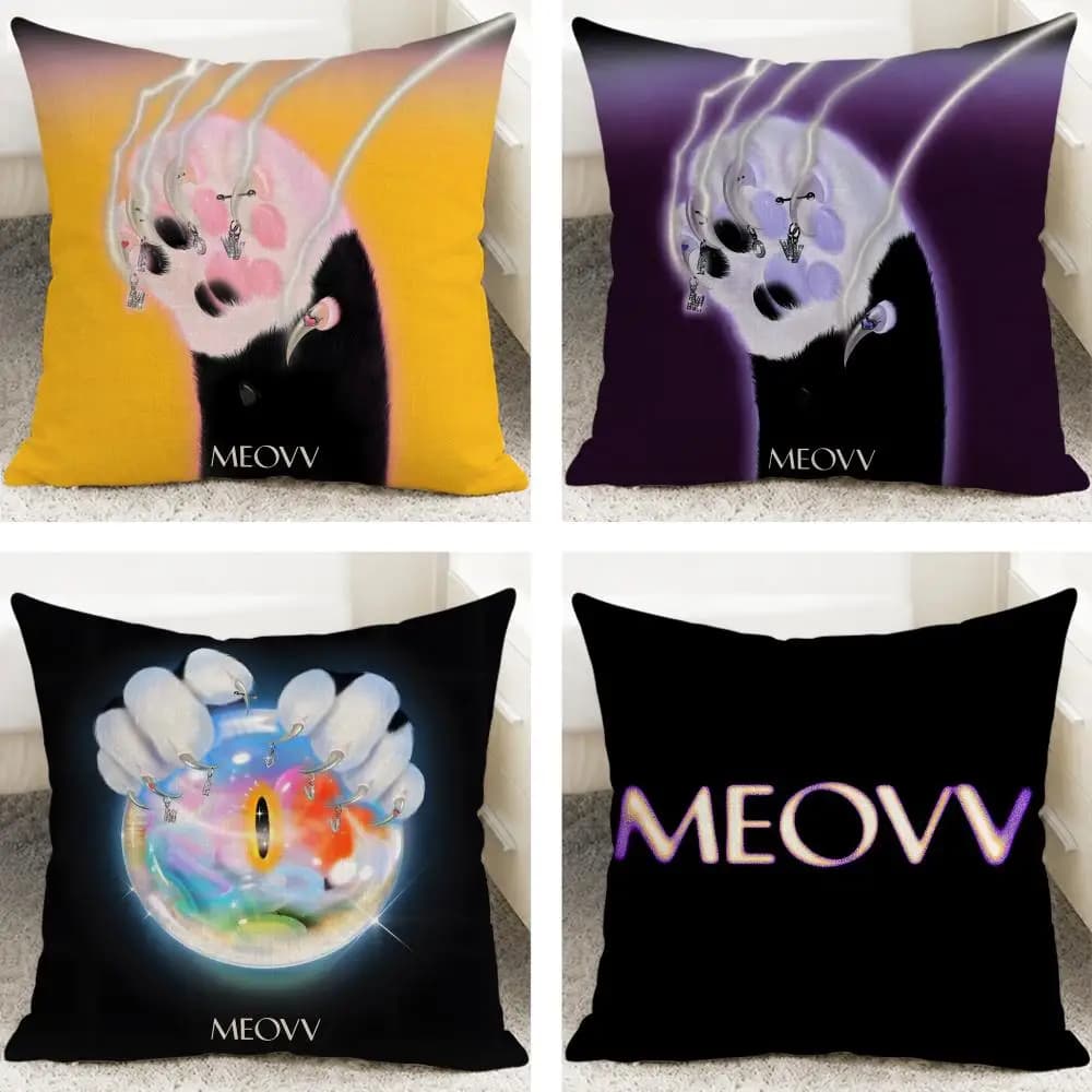 Idol MEOVV Kpop Group Cushion Cover Cushion Covers Natural Linen Breathable Sofa Bedroom Decor Pillowcase