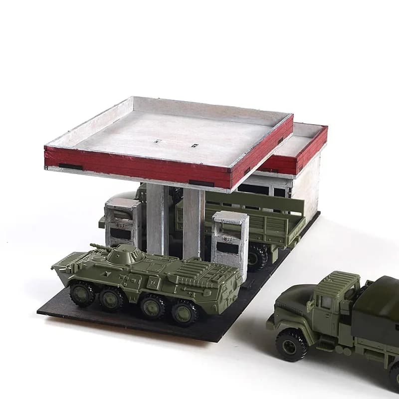 Bambini Hobby Creativi In Miniatura Chiesa Stazione di Gas Blocchi di Costruzione Kit di Montaggio 1/64 1/72 Artigianato In Legno FAI DA TE Set