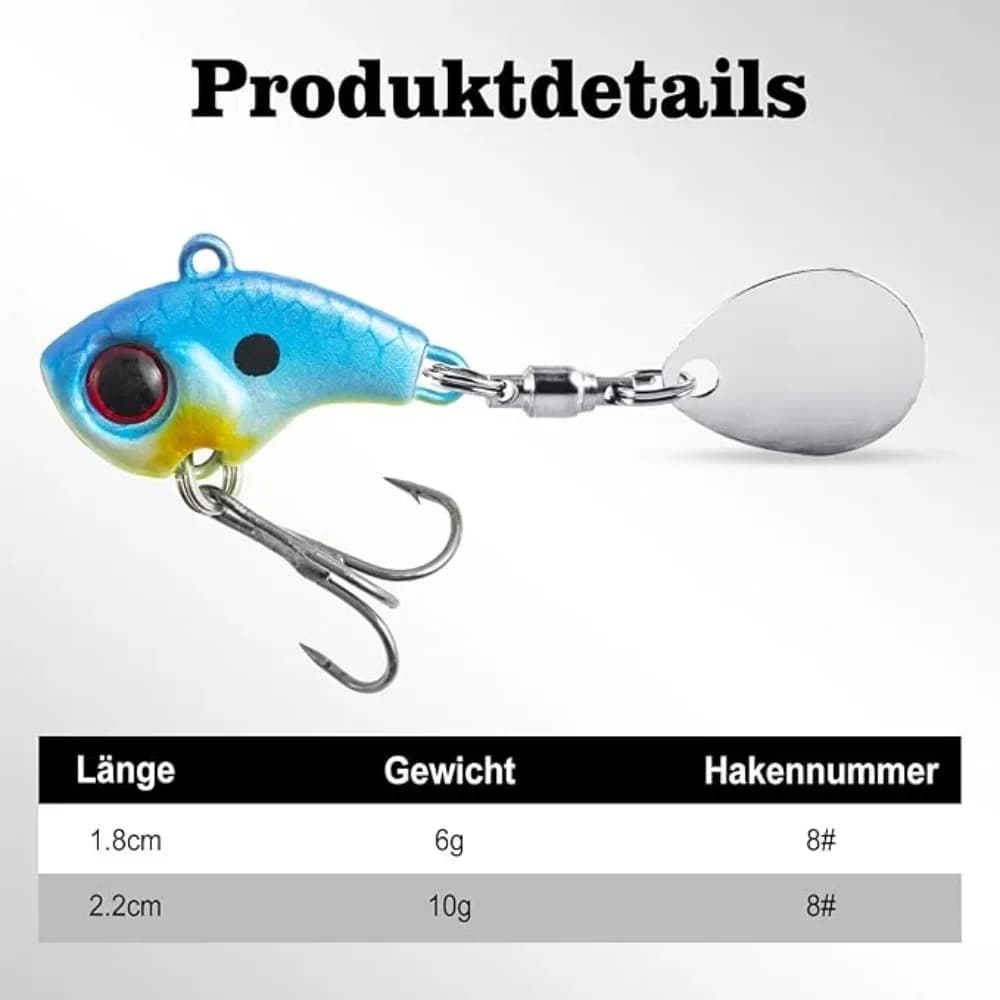 Goture 5 pcs/box Artificial baits VIB Wobbler 6g/10g with 3D Eyes, Coda a Paillettes, Spinner Floating, Cucchiaini, Crankbait, Fishing equipment