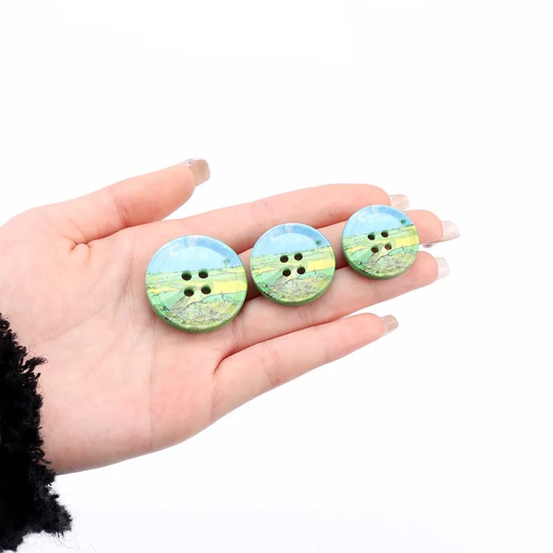 5PCS Oil Painting Resin Buttons Van Gogh Sunflower Monet Water Lilies DIY Craft Decor for Women Cardigan Wool Coat