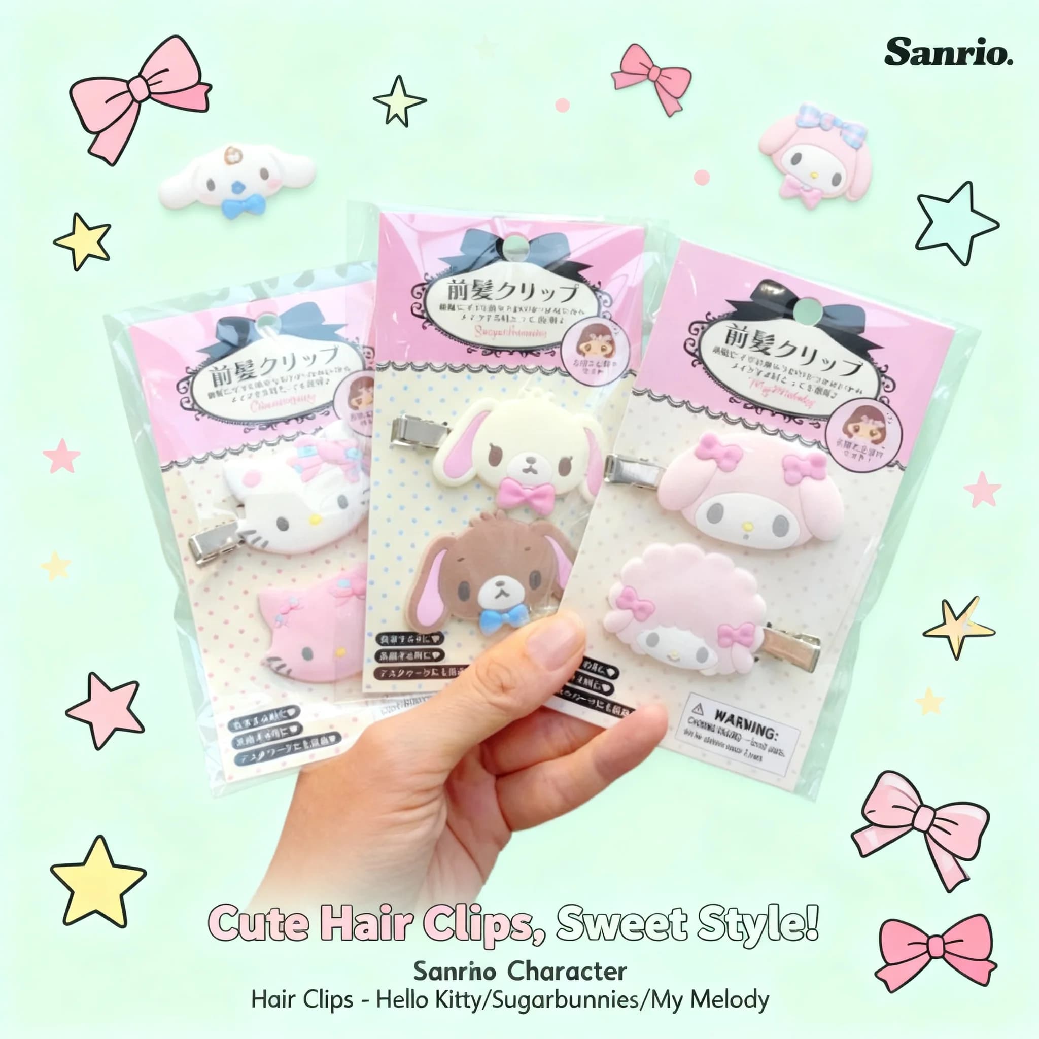 Fermagli per capelli Kawaii Sugarbunnies, fermagli laterali per frangia a tema cartone animato Kuromi My Melody Sweet Girl, fermagli creativi Cinnamoroll, regali di Natale