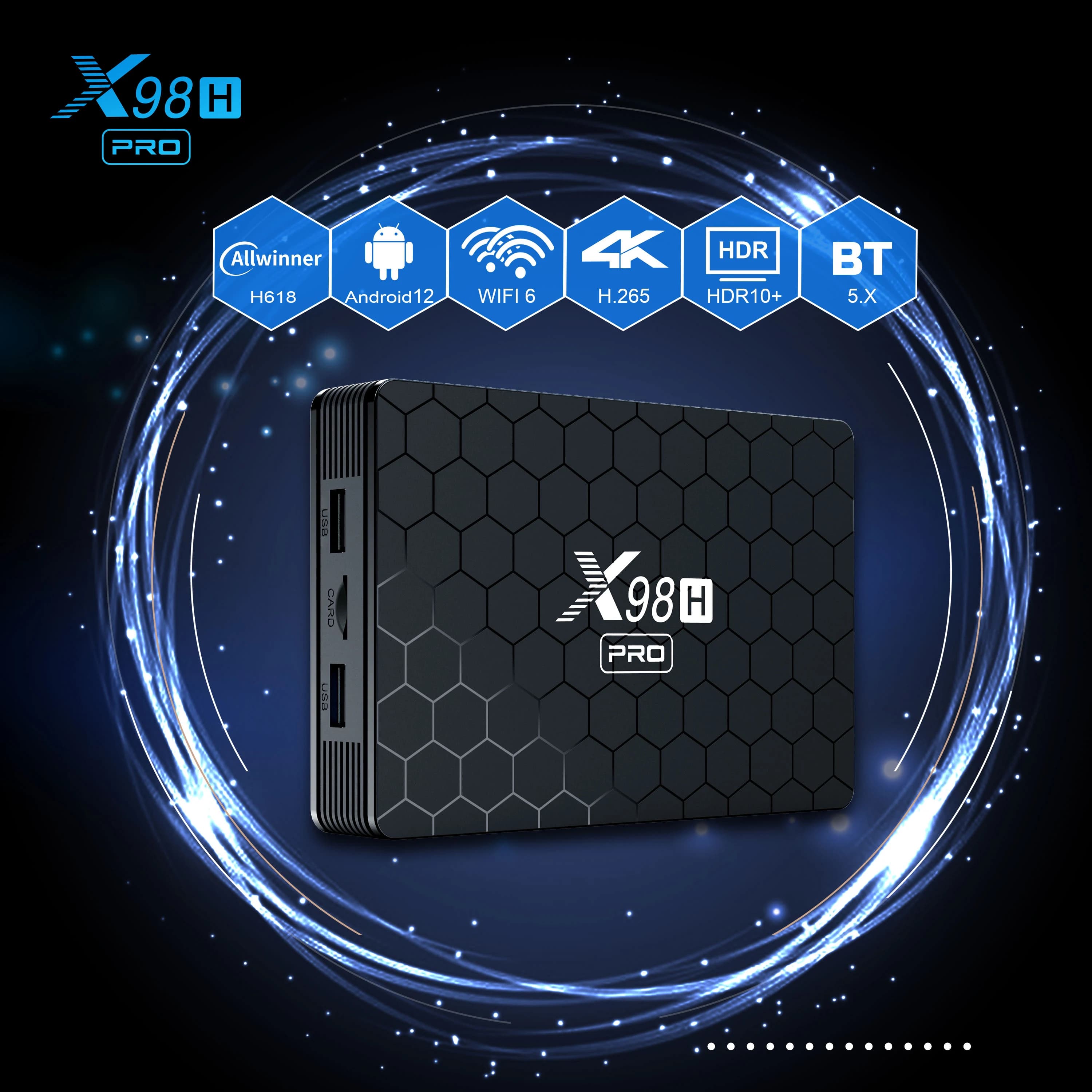 X98H PRO Android 12 TV BOX H618 1000M 2.4G 5G Wifi6 4GB 64GB H.265 Ricevitore HD Set Top Box Media Player