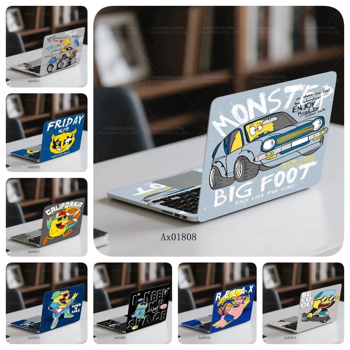 2 Pezzi/Pacco Adesivo per Laptop a Forma di Auto Cartoon, Impermeabile e Rimovibile, in Vinile per MacBook Pro/Air 13-16 Pollici