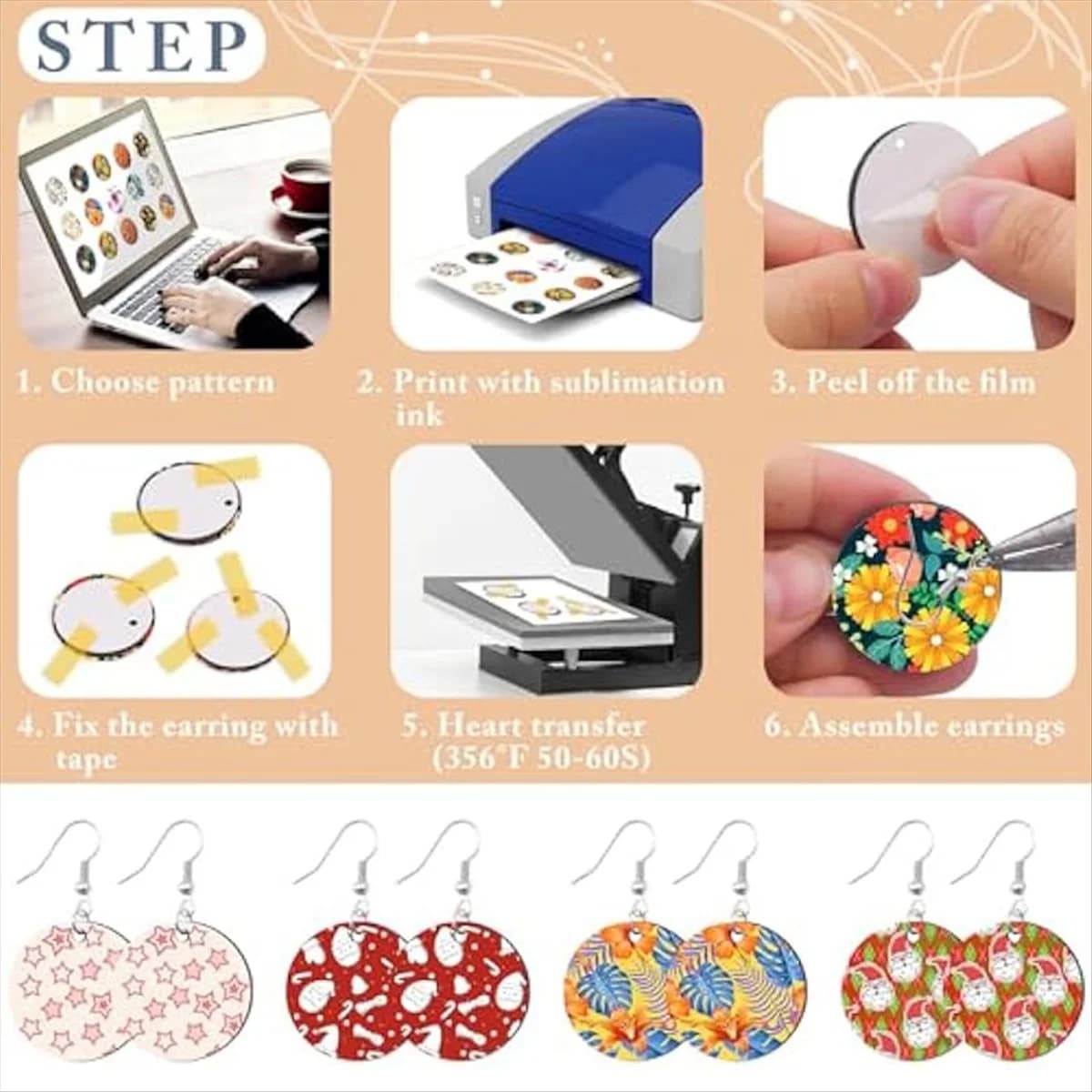 DIY Sublimation Earring 180Pcs Sublimation Earring Blanks with Earring Hooks and Jump Rings Heat Transfer Earring Blank Round Ea