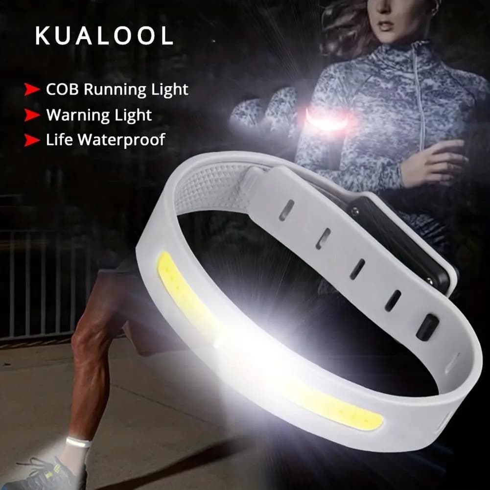 Luce da braccio da corsa ricaricabile tramite USB Luce flash di sicurezza a LED per jogging notturno, ciclismo, lampada indossabile impermeabile per sport all'aria aperta