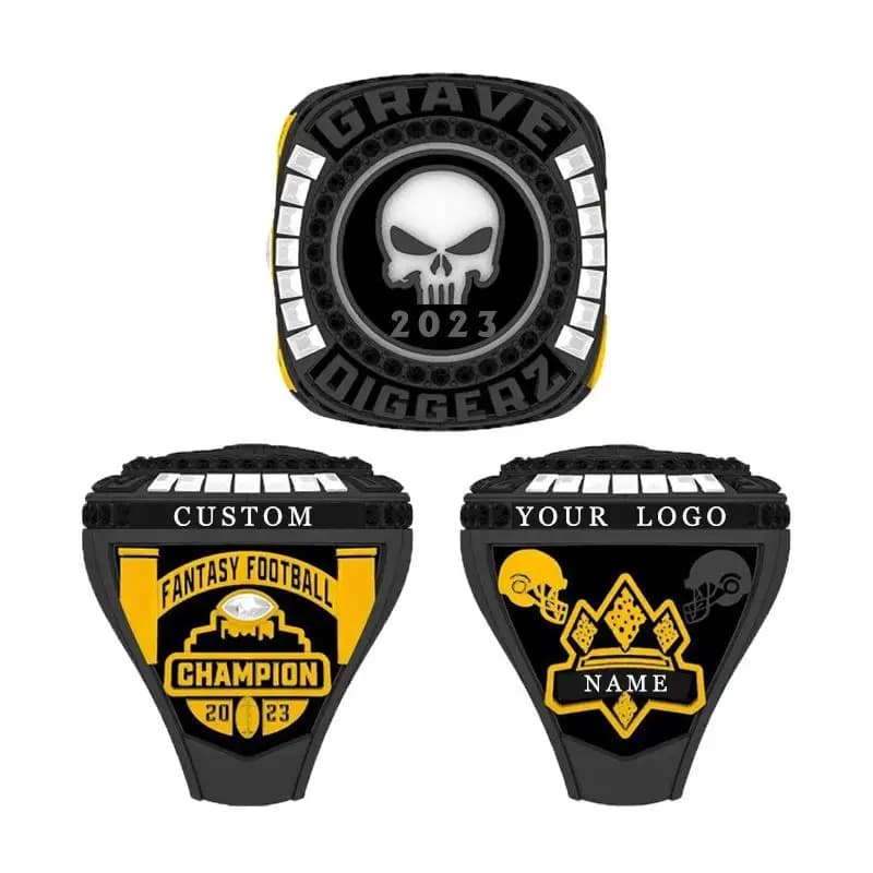 Custom commemorative ring for rugby and basketball championships 2026, with customizable logo and name, prize for the team.