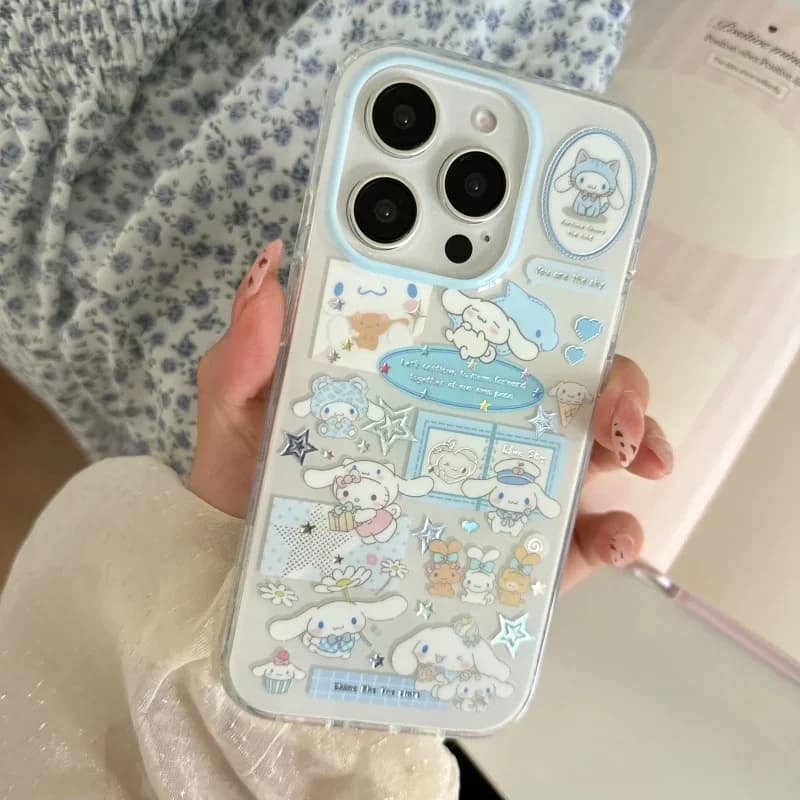 Cute Gilt Double Blue Star Yugui Dog Phone Case for IPhone 17 16 15 14Pro Max with Lanyard Shockproof