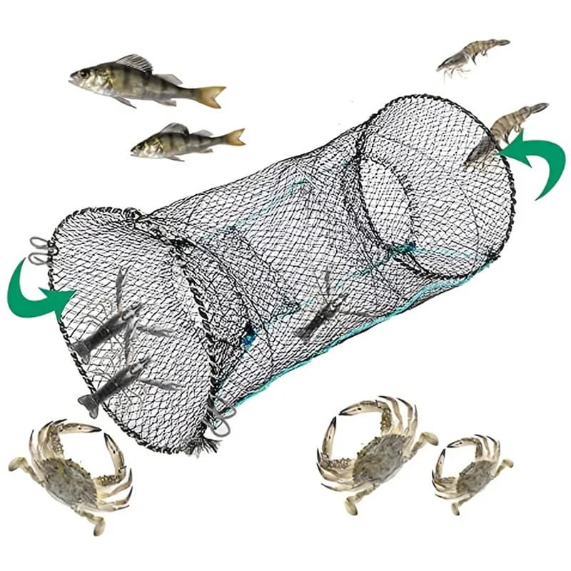 Fishing Net Crab Crayfish Lobster Catcher Pot Trap Eel Live Bait Woven Loop Rope Outdoor Foldable Portable Fishing Net New
