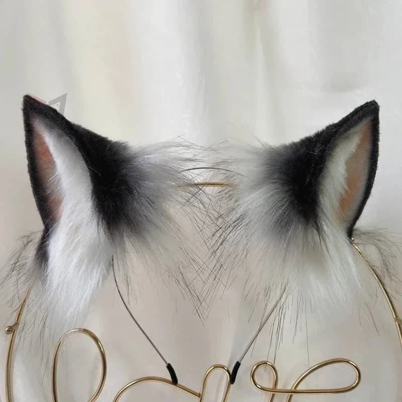 x,3;f\6;h/NewMMGG New Hand Made Wolves Wolf Ears And Silver Black Fox Ear Hair Hoop Hairbands Headwear Tail For Girl W6;j'3\y,8/