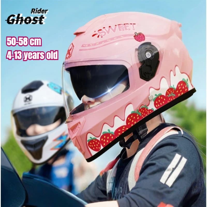 Casco per bambini, casco da moto, casco da scooter, protezione solare, casco antiurto, per bambini e bambine, grazioso, 48-56 cm