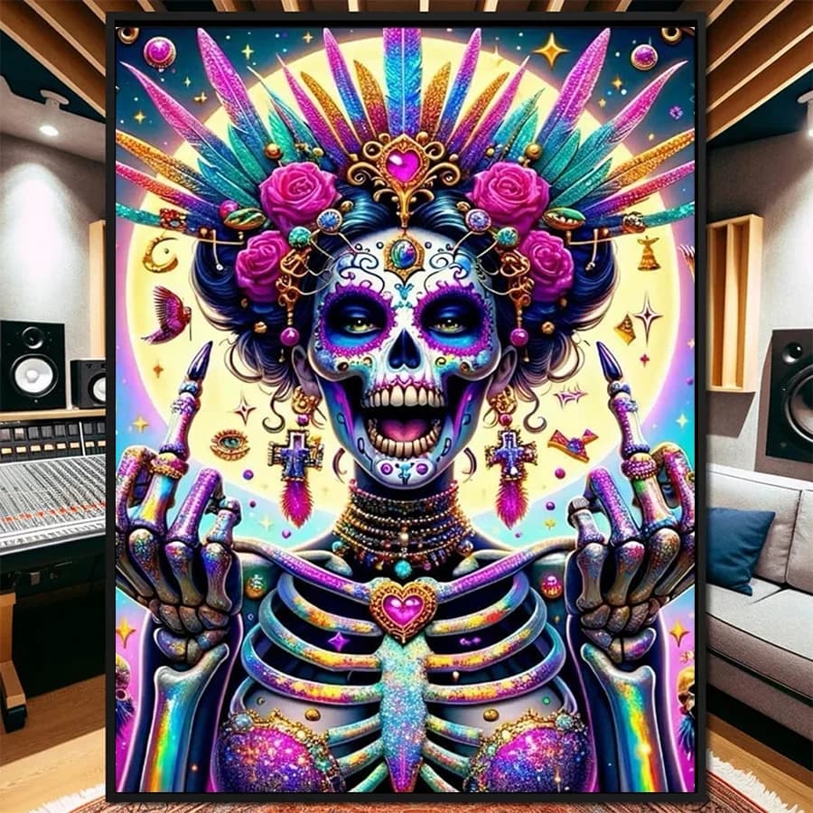 5D DIY Diamond Painting Kit New Modern Creative Art Makeup Skeleton Woman Cross Stitch Diamond Embroidery Picture Mosaic Art