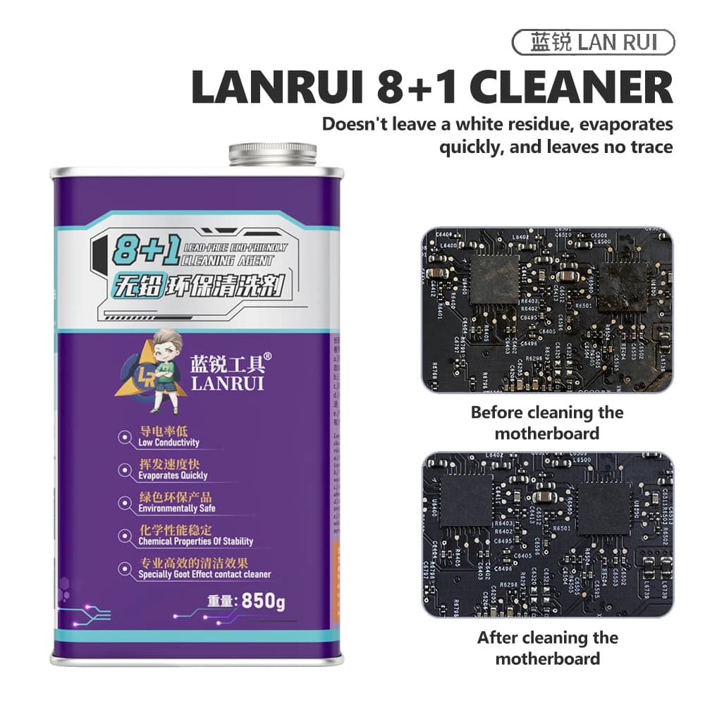 Lanrui 8+1 Detergente PCB Senza Piombo per Telefoni Cellulari, Tablet, Riparazione Elettronica, Strumenti di Pulizia e Sgrassaggio Schede Madri