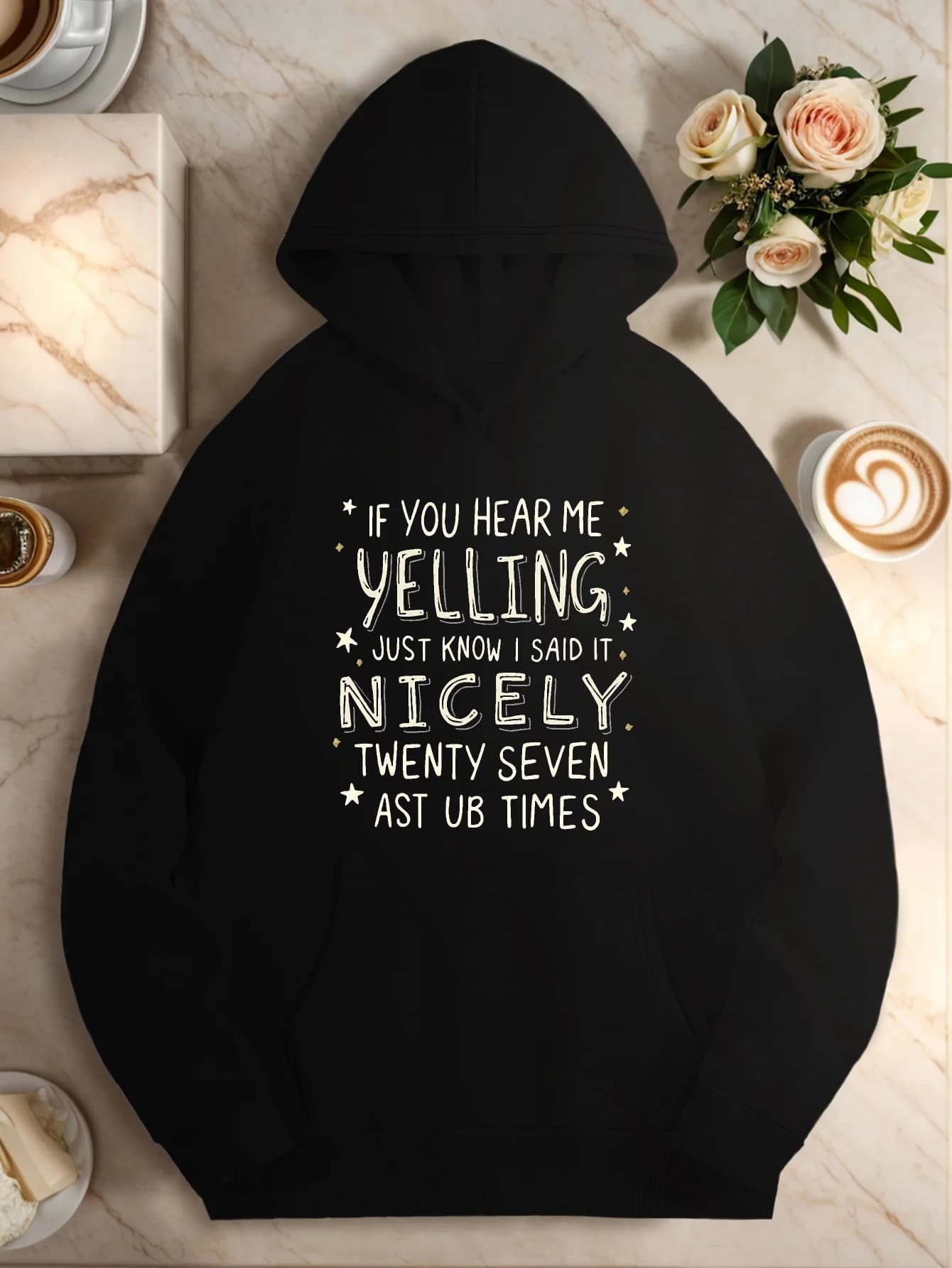 Felpa con cappuccio da uomo, con le parole "Se mi ascolta che scorre ad alto volume, sei lo parlare bene" stampato - casual