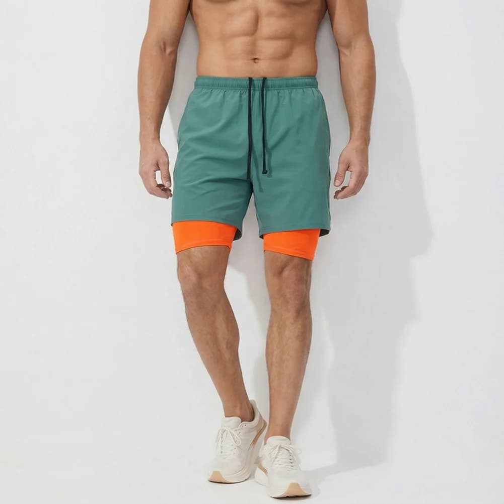 Pantaloncini sportivi da uomo con vita regolabile, pantaloncini da corsa traspiranti con coulisse ad asciugatura rapida