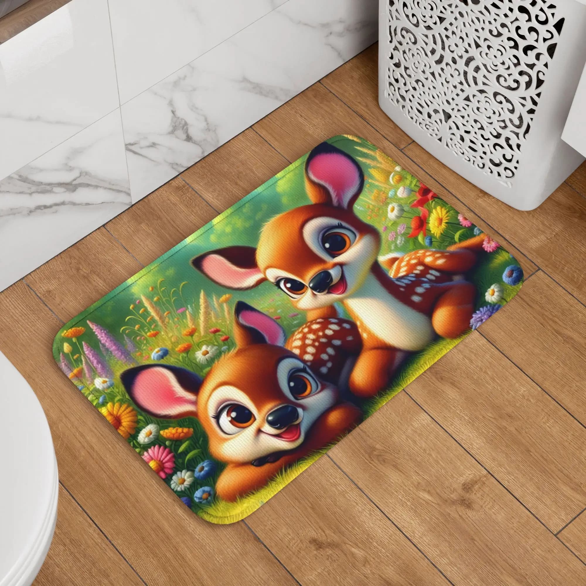 Tappetino personalizzato Bambi Anime antiscivolo per bagno, cucina, camera da letto, balcone, pavimento, porta, ingresso