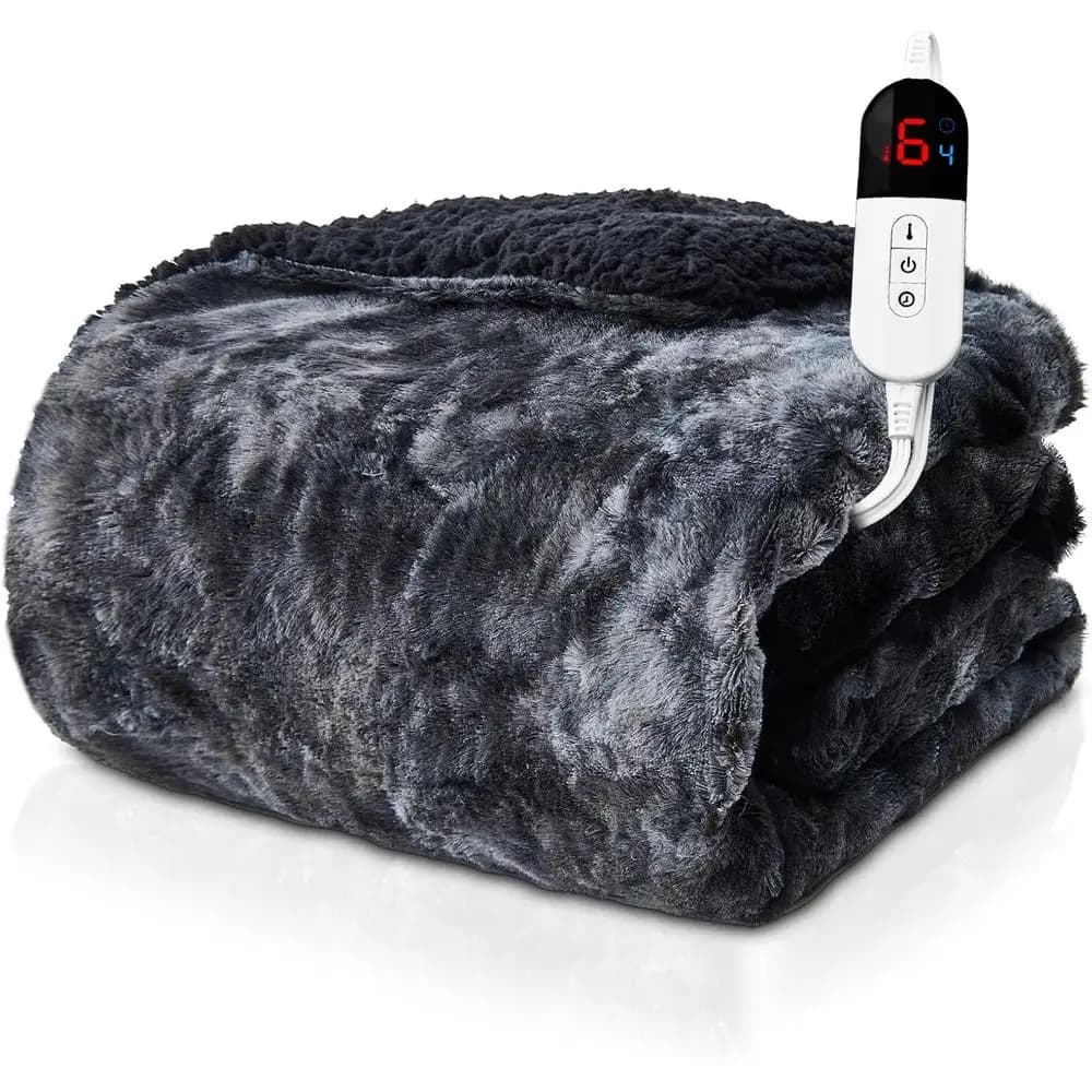 Coperta da tiro riscaldata elettrica - aux ur Sherpa 50"x60" coperte da letto riscaldanti con 6 livelli di riscaldamento e 4 ore automatiche O, Ove