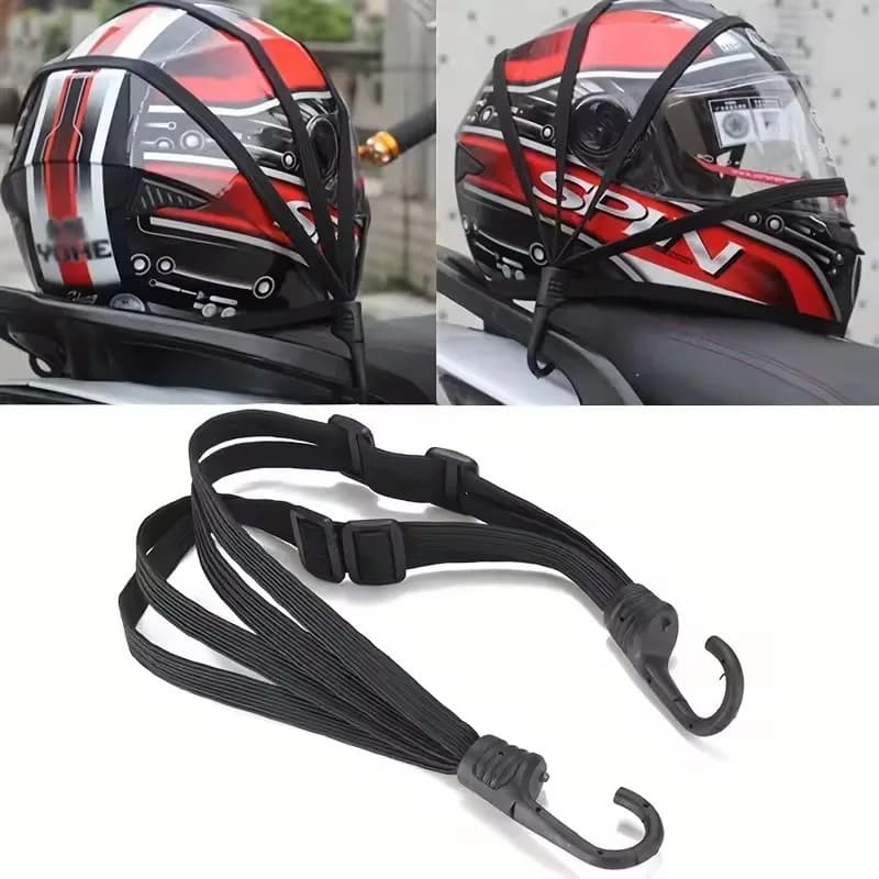 Black Motorcycle Luggage Strap Moto Helmet Net Universal Luggage Helmet Retractable Elastic Rope Fixed Strap 60/90CM