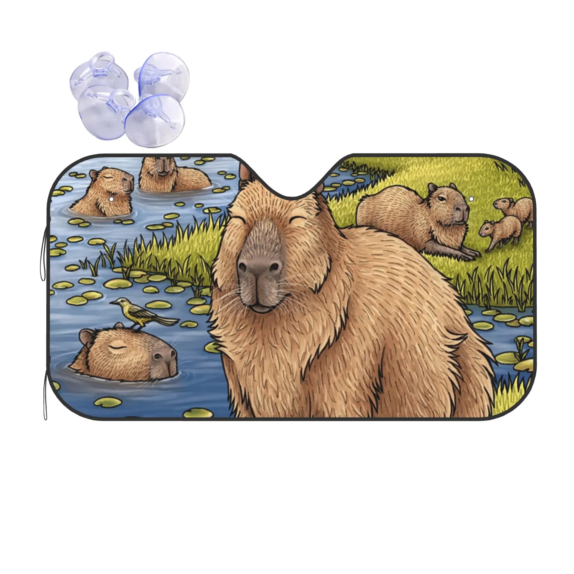 Car Front Windshield Sun Visor Heat Insulation Cover Capybaras UV Protection Car Sun Shade Pet Covers Car Solar Protection