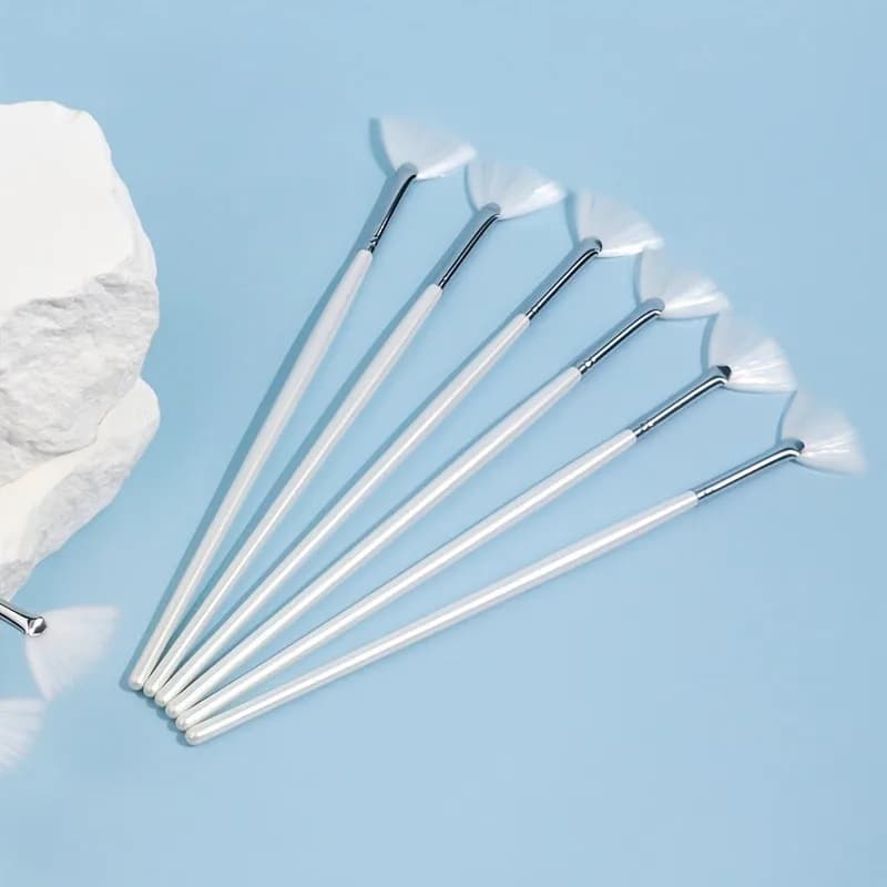 20 mini spazzole per la cura della pelle a forma di ventaglio, beige chiaro, con setole morbide in nylon, per viso, salone, spa, uso domestico - Esfoliazione delicata