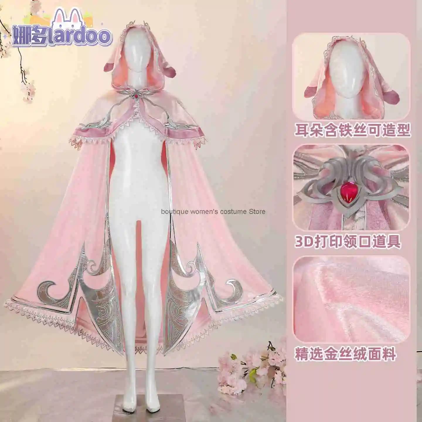 Costume Cosplay Nado Rosa con Orecchie da Coniglio e Mantello, Outfit Xiaowu Personalizzato per Bambini di Cinque Anni G5603