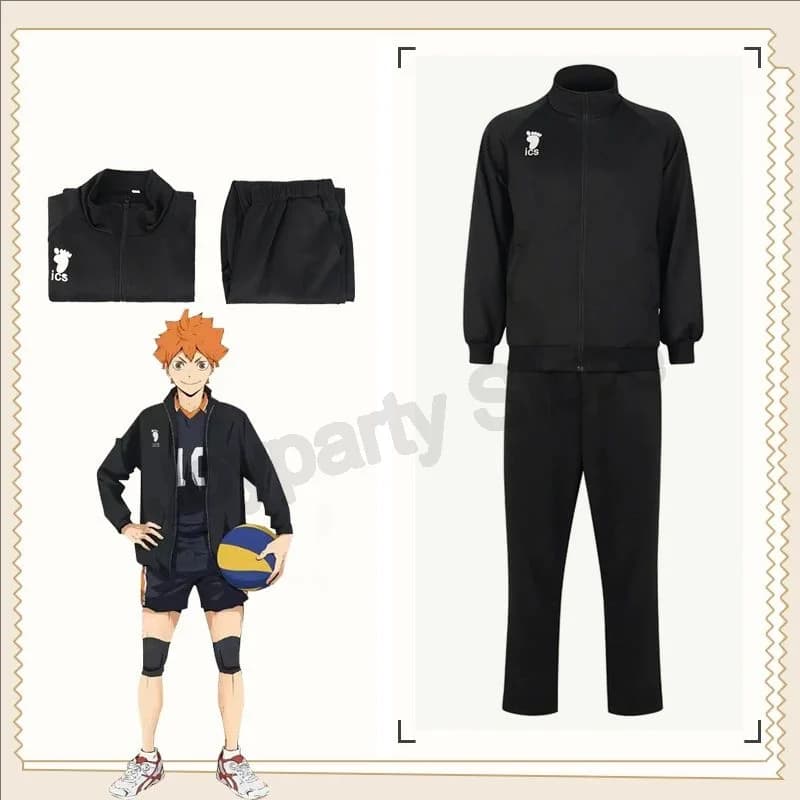 Giacca cosplay Anime Haikyuu Abbigliamento sportivo nero Karasuno High School Pallavolo Club Costumi uniformi Giacca cappotto
