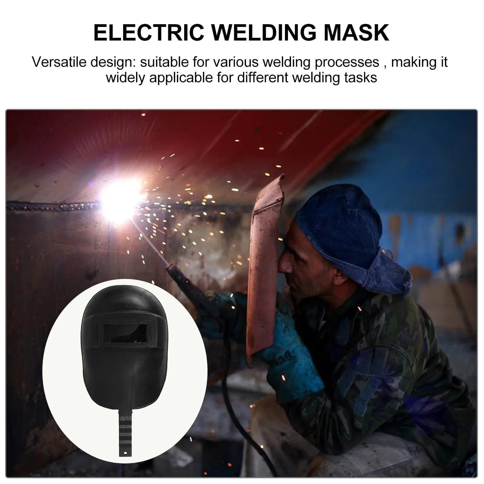 Handheld Welding Face Mask Ergonomic Lightweight Full Face Protection for Electric Welding Grinding Cutting Sparks Splash Shield