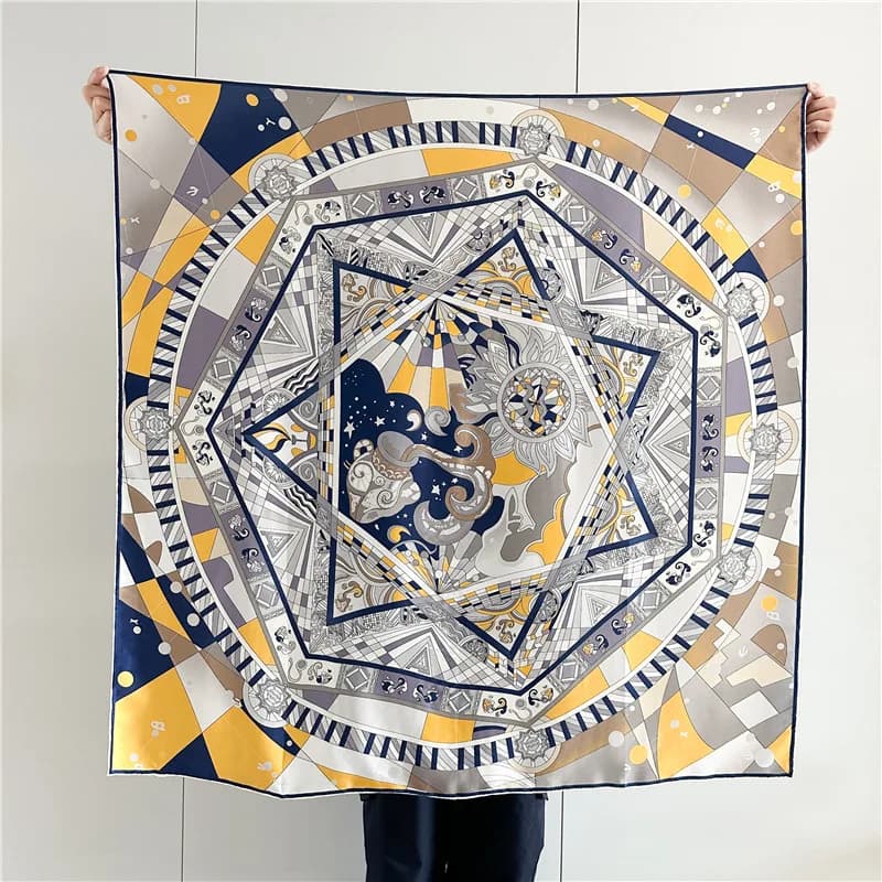 Foulard Quadrato in Seta da Donna con Orlo Preciso, Bandane, Accessori, Sciarpe Oversize, Sciarpe per Capelli e Collo, Hijab in Raso 110cm