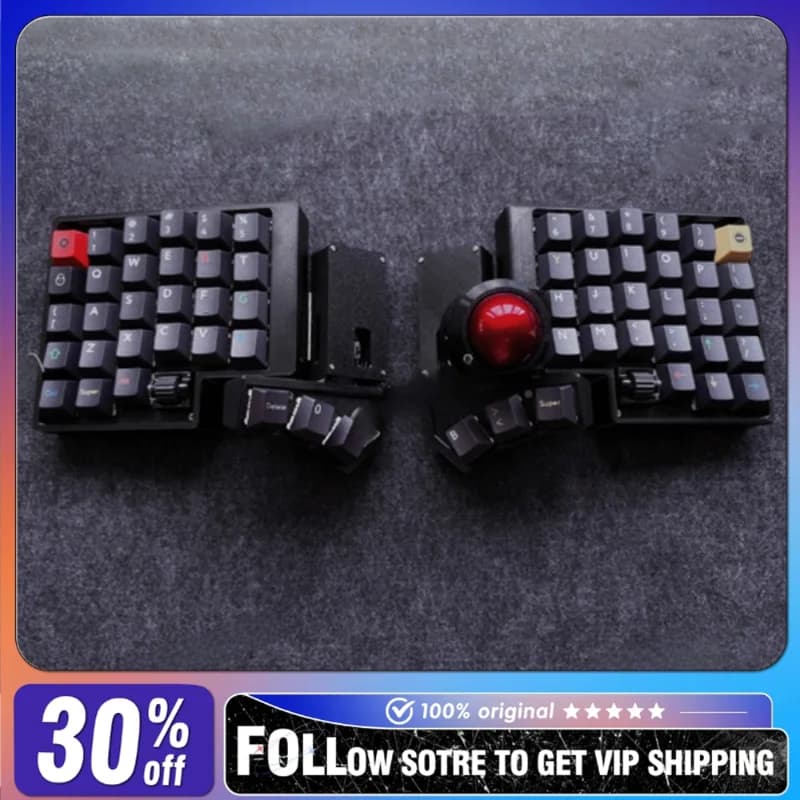 CCK-BALL Tastiera divisa wireless dual mode ZMK/QMK con rotella di scorrimento Tastiera trackball divisa ergonomica ad angolo liberamente regolabile
