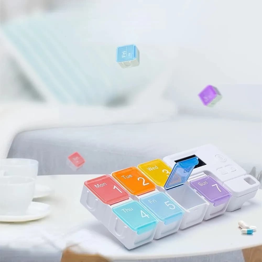 Nuovo Organizzatore Portatile Intelligente con Timer Elettronico e Promemoria Settimanale a 7 Scomparti per Vitamine e Medicinali