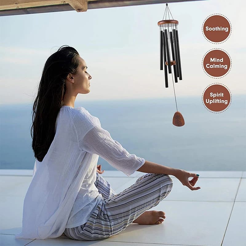 Classic 26 Inch Aluminum Pipe Wind Chimes With Wooden Hanging Tag Farmhouses Terraces Outdoor Garden Balcony Corridor Decoration