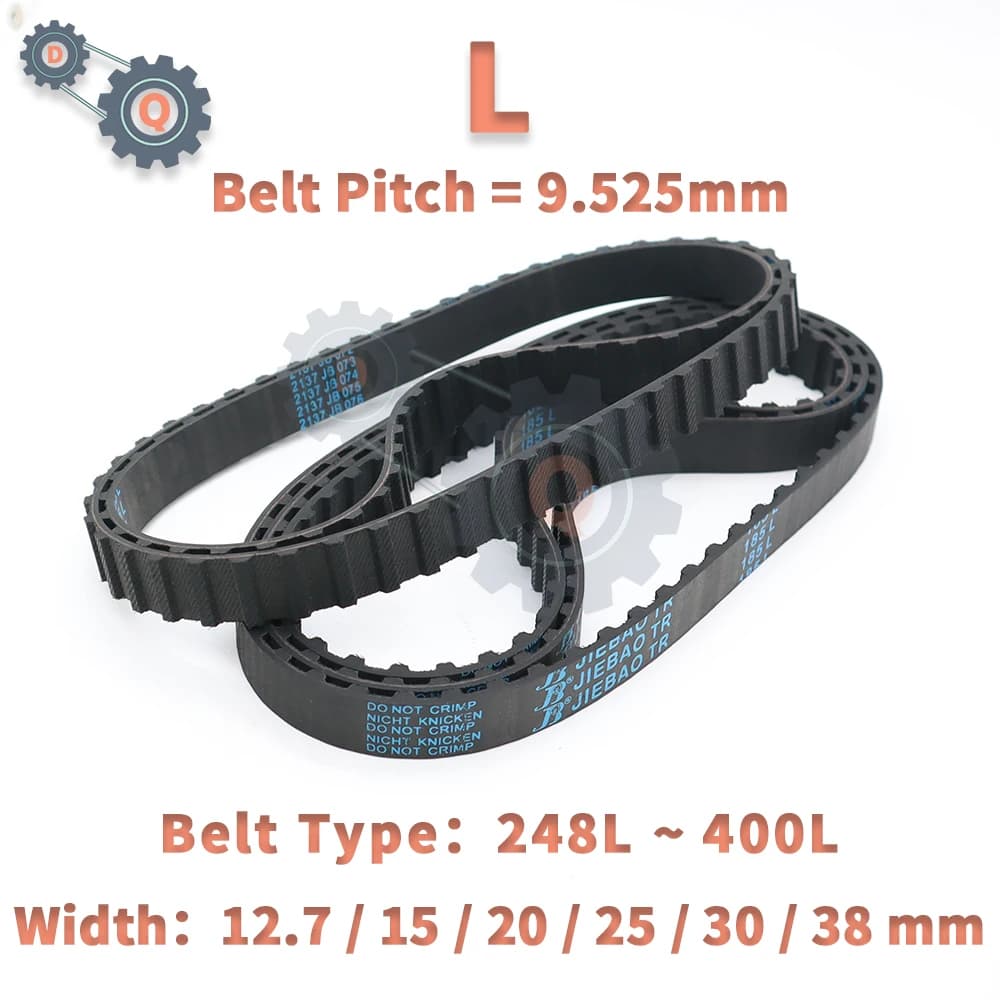Cinghia in gomma da 248L a 400L Modello L Larghezza cinghia dentata 12,7mm 15mm 20mm 25mm 30mm 38mm L Cintura Passo dente 9.525mm L Cinghia sincrona