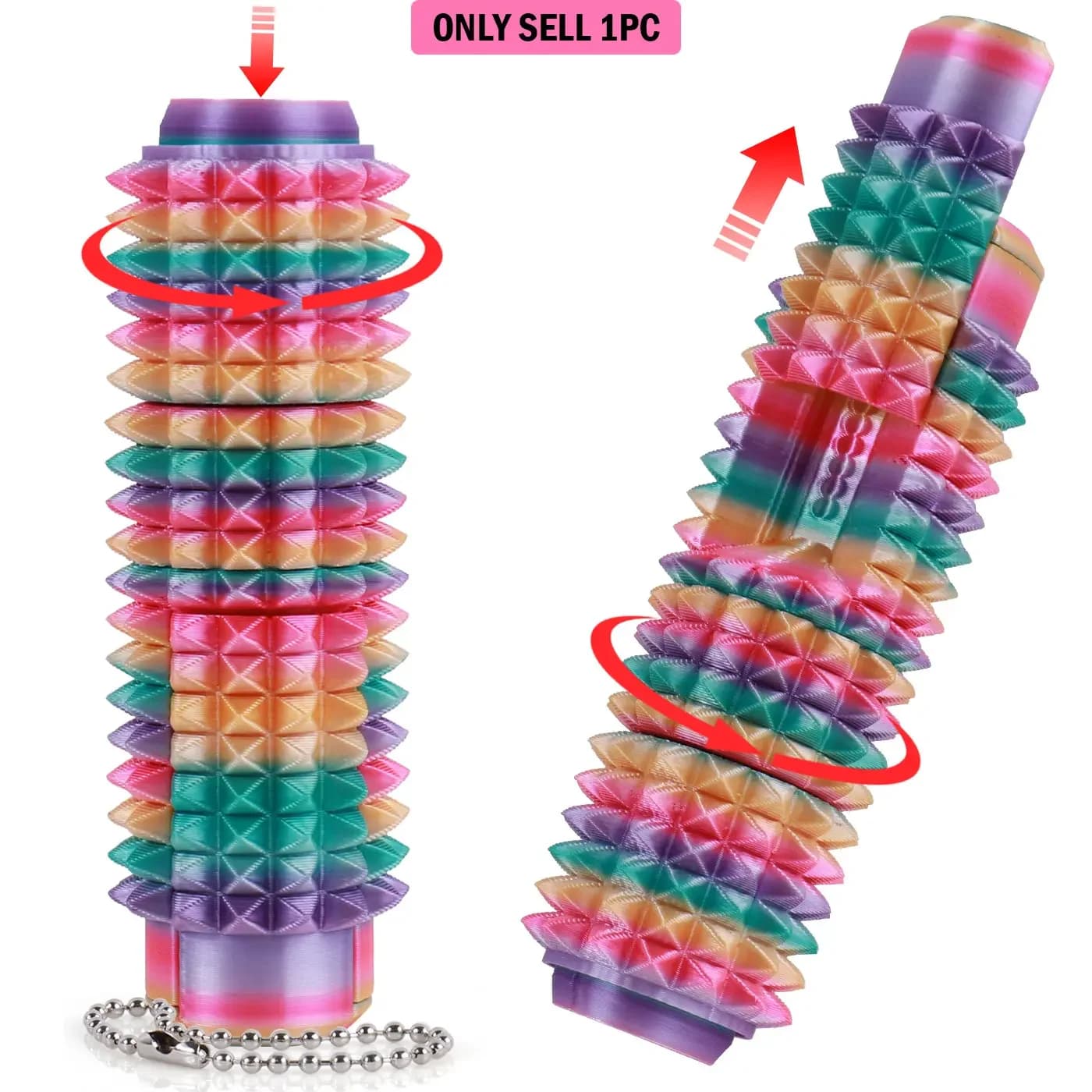 Giocattolo Antistress 5-in-1 con Punte | Clicker Spinner Slider Roller | Stimolatore del dolore per alleviare lo stress | Gadget Portachiavi Portatile per Adulti