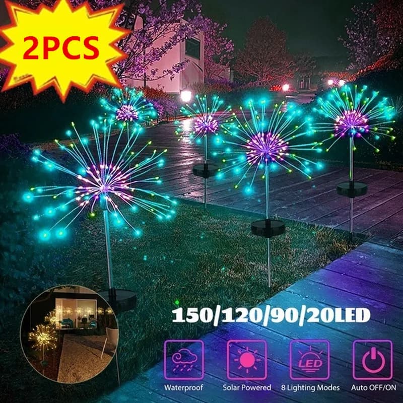 Luci solari a LED da esterno per giardino, 90/120/150 LED, luci a stringa impermeabili per decorazioni natalizie da giardino e casa (1/2 pezzi)