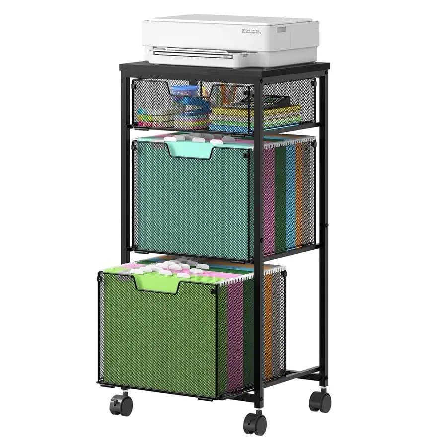 Cassettiera Mobile per Ufficio Domestico, Armadietto Portadocumenti con Ruote Bloccabili, Organizzatore per Cartelle Sospese, Multiuso
