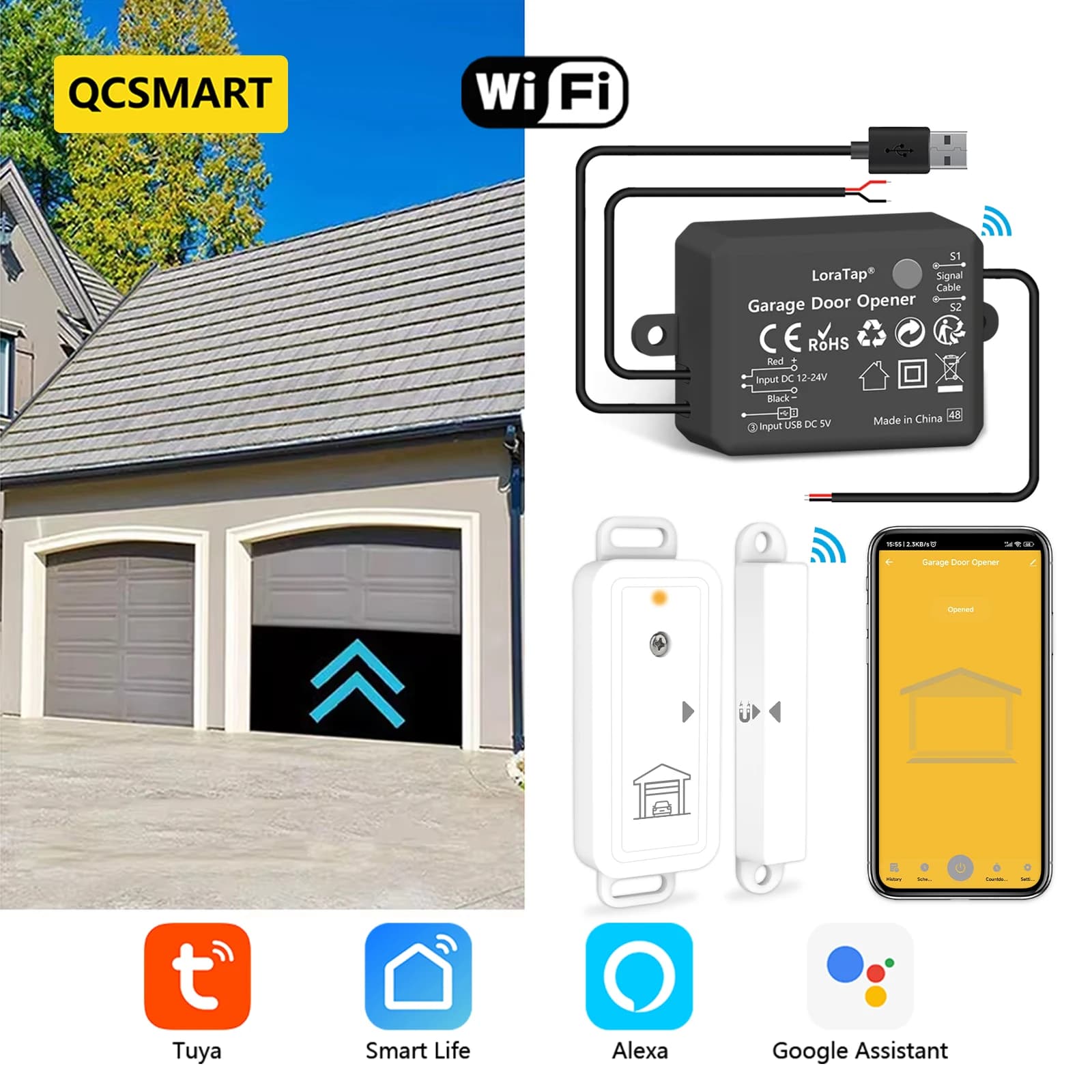 Tuya Smart Life new Wireless Door Sensor WiFi Contact Controller Open Voice Control Alexa Echo Google Assistant Home
