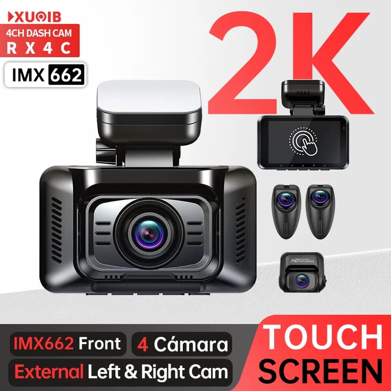 TiESFONG RX4C 4-inch tactile screen 2 channel GPS dash cam for car IMX662 front 2K+1080P dashcam car DVR 24H 360 Parking monitor WiFi automatic video recorder G-Sensor 256Gmax