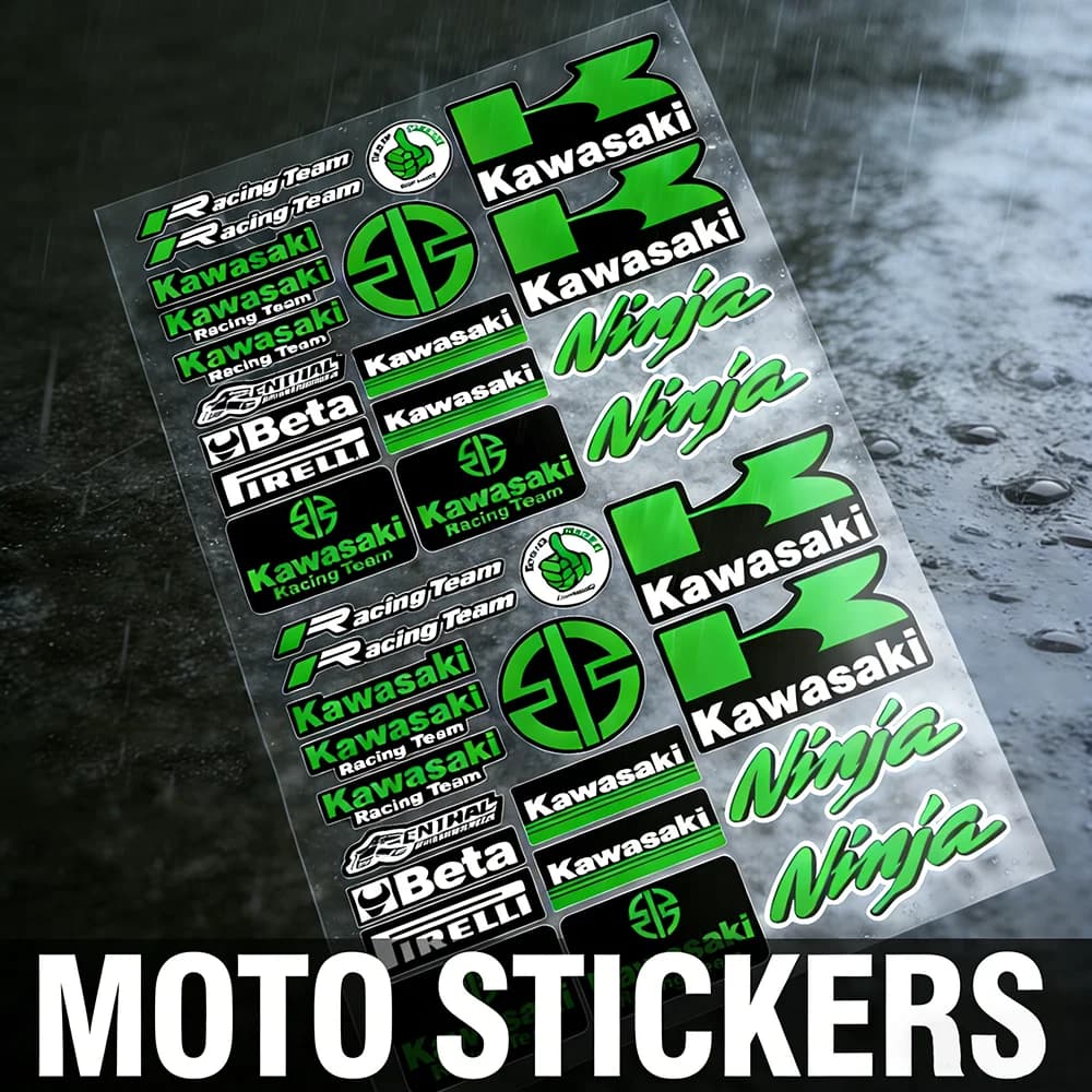 Stickers for Motorbikes and Cars, for Kawasaki, Bicycles, Helmets, Wheelchairs, Window, Laptop, Walls, Decalcomanie in Auto Vinyl