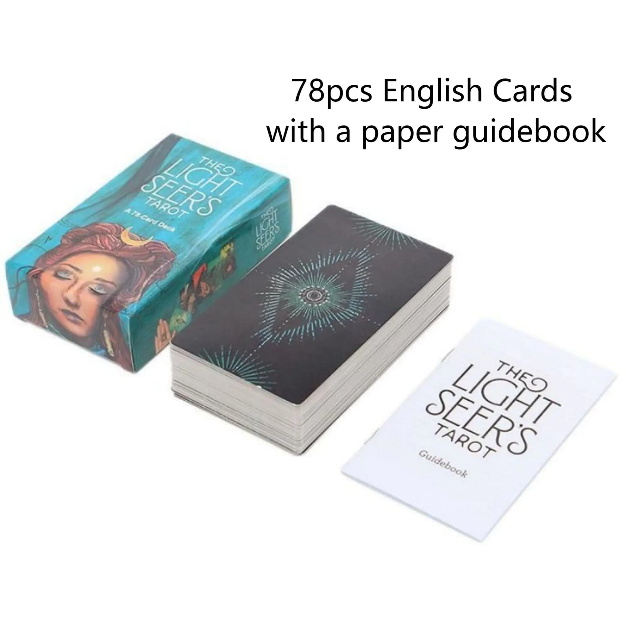 12x7 cm The Light Seer Mazzo di tarocchi 78 carte con guida per principianti, guida spirituale Insightful English Divination Reading