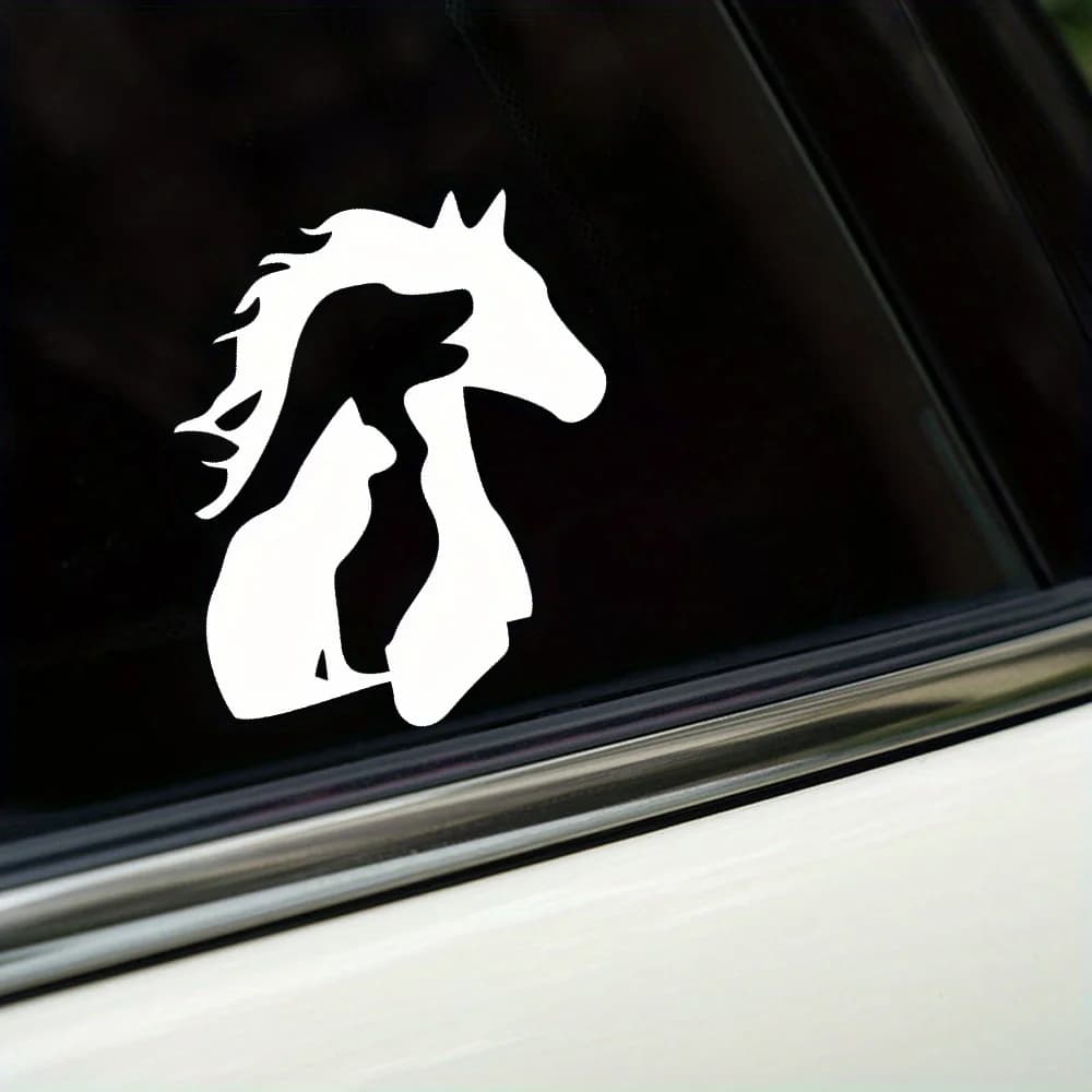 1pc Horse Dog Cat Silhouette Vinyl Stickers, Waterproof Decals for Laptops Water Bottles Phones Cars Motorcycles