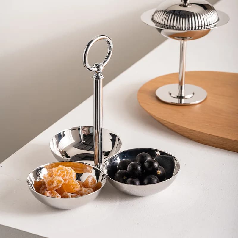 Piatto portafrutta in acciaio inox, ciotola per snack, vassoio per frutta secca, portafrutta, decorazione per soggiorno, piatto per caramelle