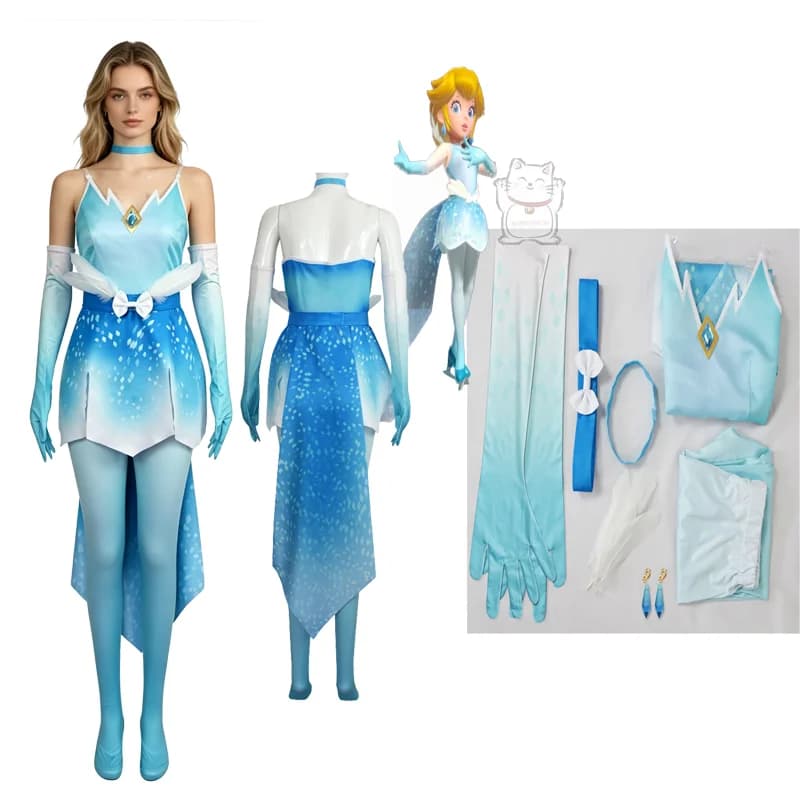 Costume da Principessa Peach Bijie per Pasqua, Accessori per Giochi di Ruolo, Feste di Compleanno, Carnevale, Guanti, Cintura, Halloween