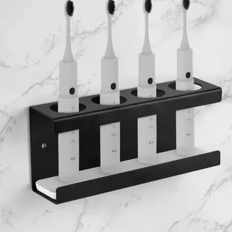 1pc Toothbrush Holder Stand Electric Toothbrush Organizer Bathroom Diatomite Base 4-Slot Storage Box Multi-Functional Brush Rack
