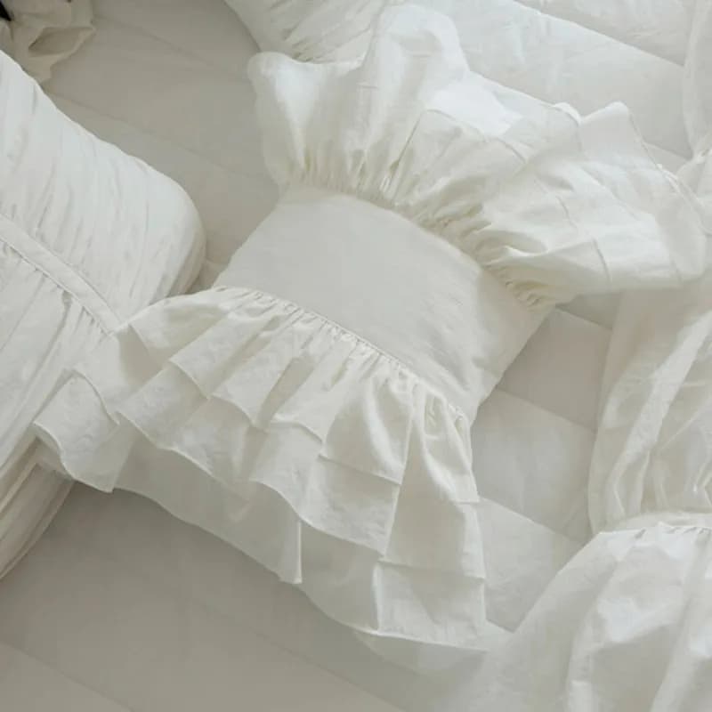 Cuscino decorativo per biancheria da letto con volant in pizzo bianco INS Cuscini con fiocco carino Cuscini per divano per sedia da principessa in tinta unita