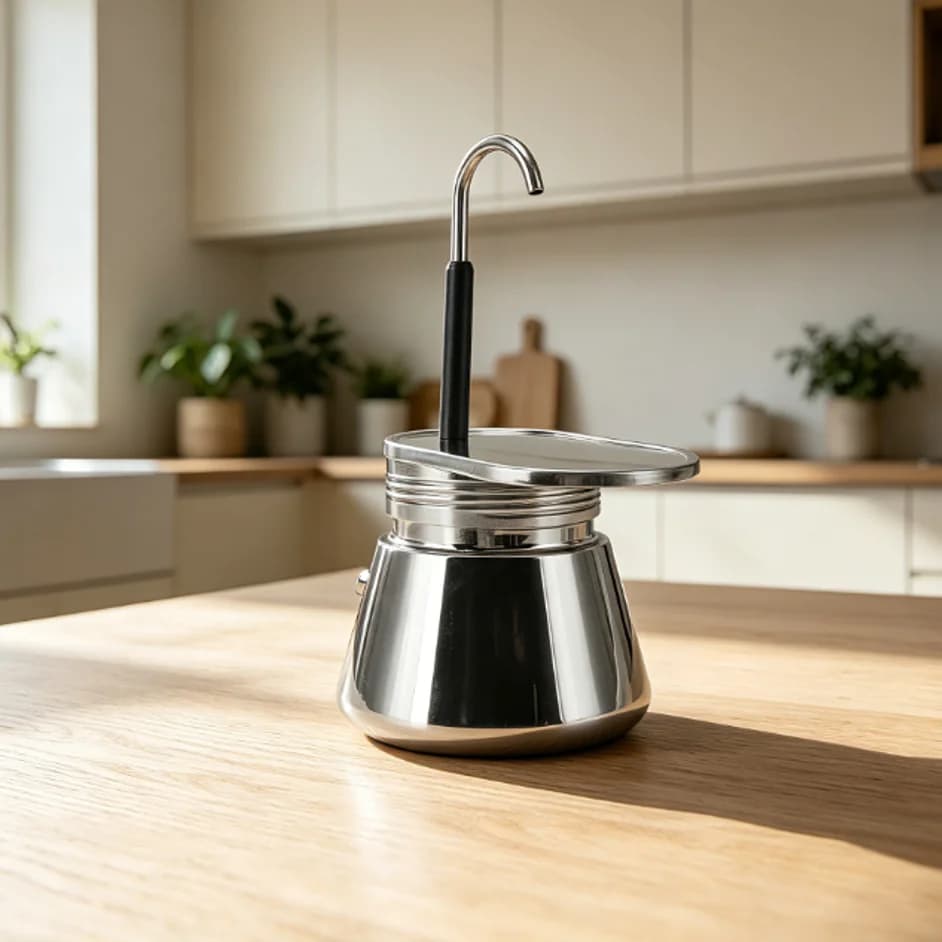 Caffettiera Moka Monodose 200ml in Acciaio Inossidabile, Mini Caffettiera Moka Domestica, Caffettiera Espresso Portatile per Esterni