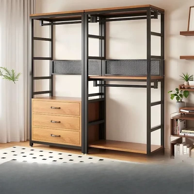 Armadio aperto fai-da-te, cabina armadio combinata, appendiabiti da terra a soffitto per camera da letto