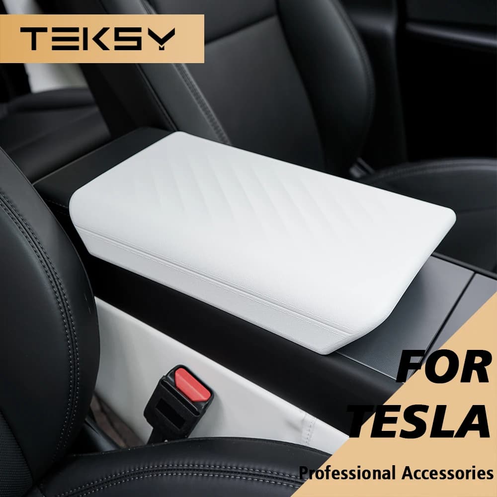 TEKSY for Tesla Model Y L / Y Juniper 2026 Model 3 Highland TPE Case Center Console Arm Rest Lid Armrest Cover Accessories